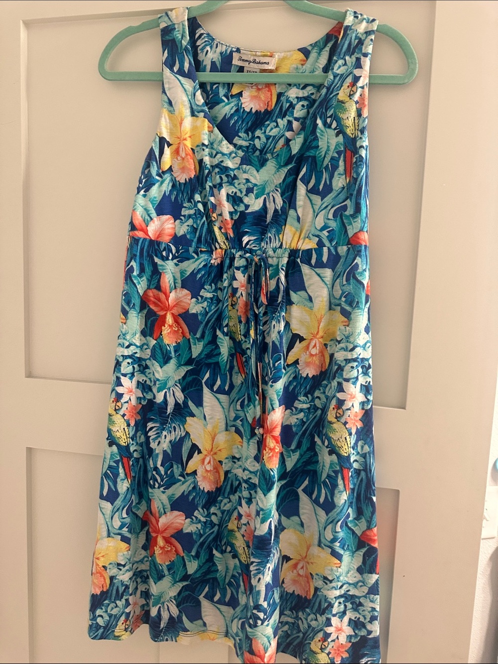Tommy Bahama Teal & Coral Tropical Floral Tank Top